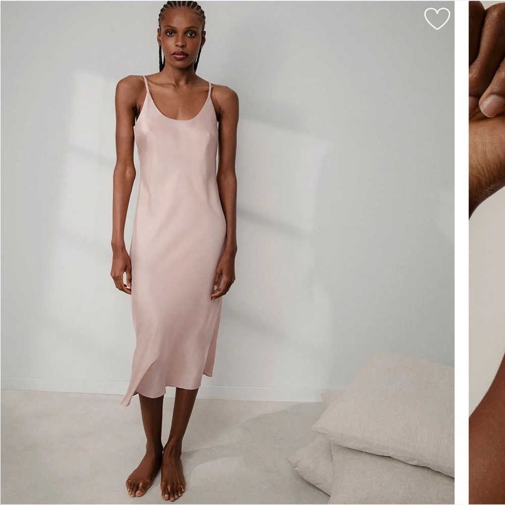 Lunya Washable Silk Bias Slip Dress In Delicate Pink NWT